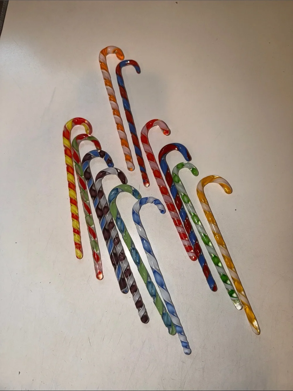 Vintage 1960s Candy Cane Mixed Colors Glass Cocktail Stirrers
